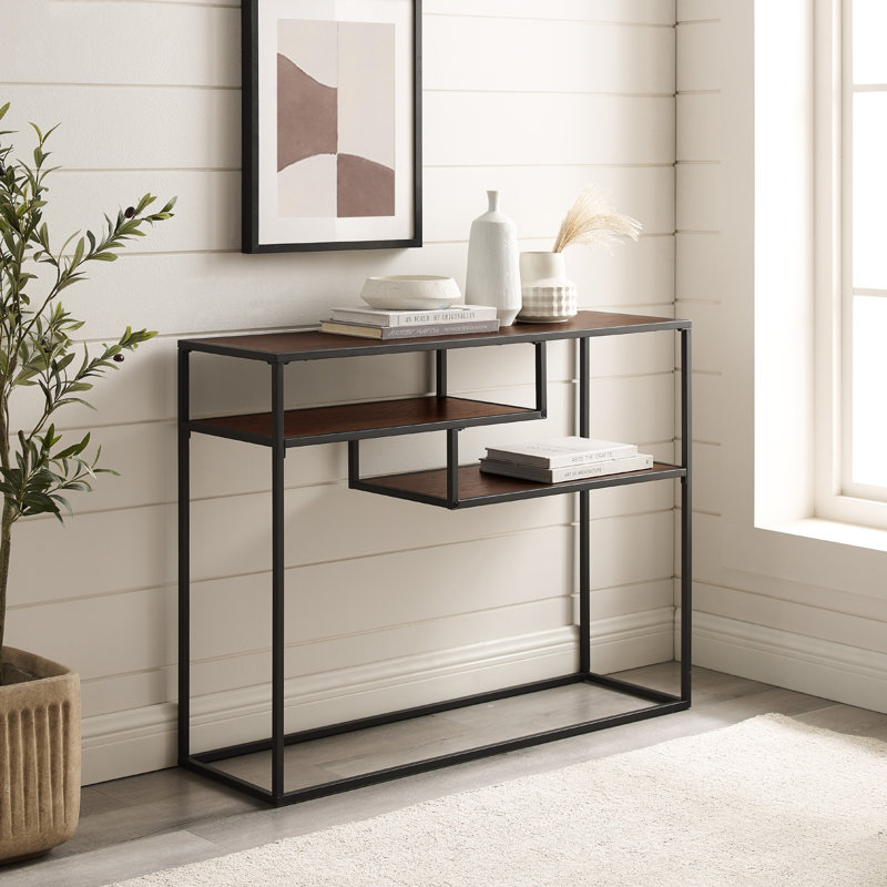 Tiered 42" Console Table, Dark Walnut/Black