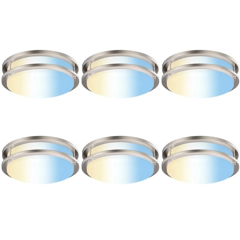 Plafonniers encastrés 12 "à DEL à intensité variable 1050LM, 2700K / 3000K / 3500K / 4000K / 5000K, finition nickel brossé (ensemble de 6)