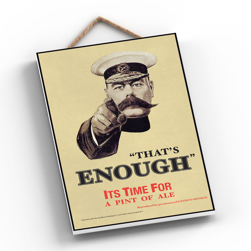 Lord Kitchener Pint Of Ale Vintage Retro Poster Design On Wooden Plaque