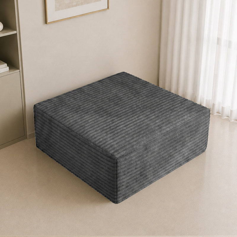 1 Seater Corduroy Sectional, Grey