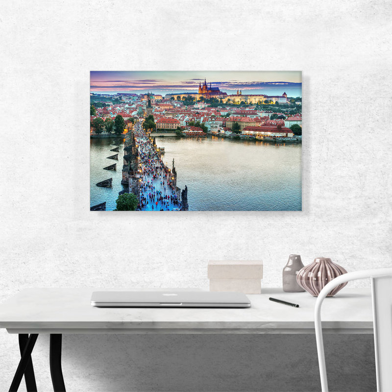 Pont Charles - Prague, République Tchéque, reproduction de photo sur toile tendue, H 18 po x l 26 po x P 0,75 po