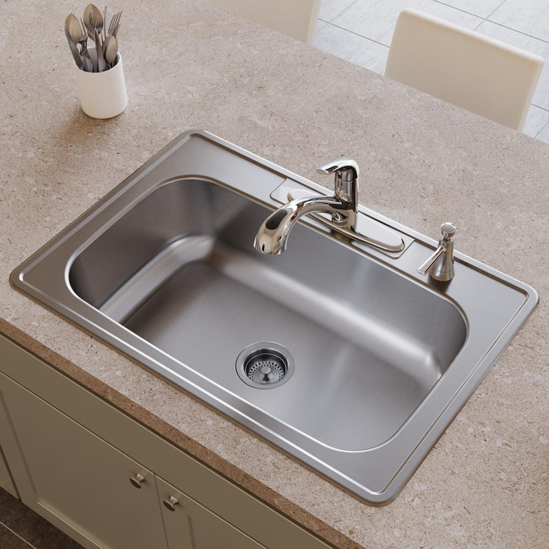 Dayton Stainless Steel 33" L x 22" W Drop-In Kitchen Sink