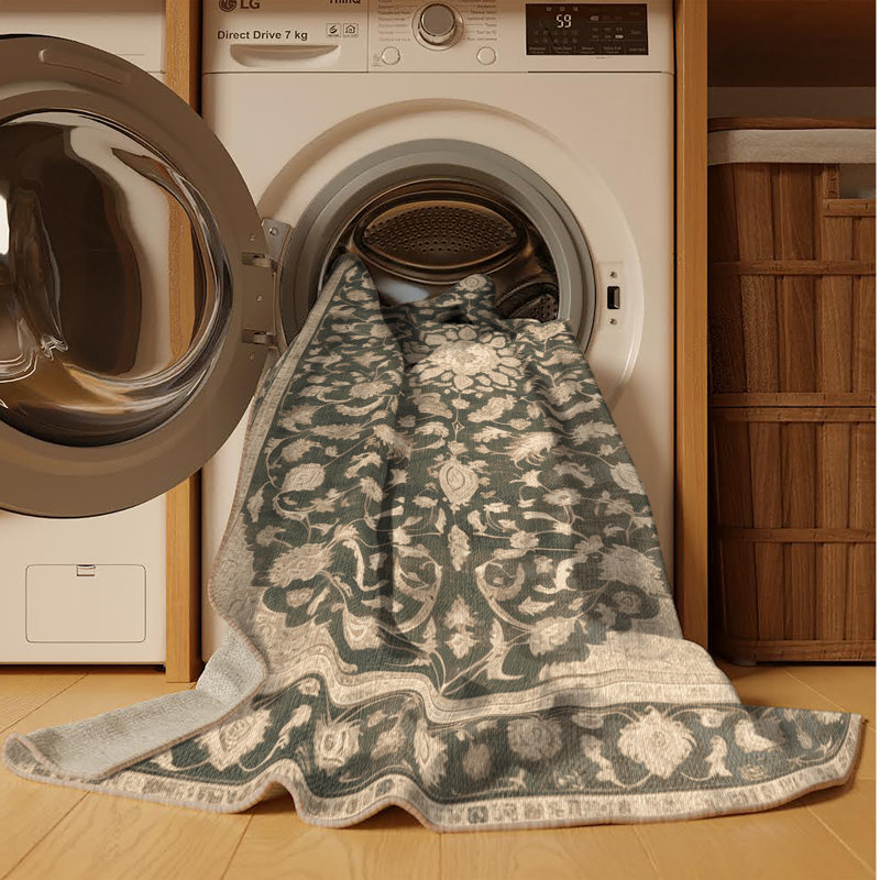 Tapis brun lavable à la machine, Rectangulaire 7 pi x 10 pi