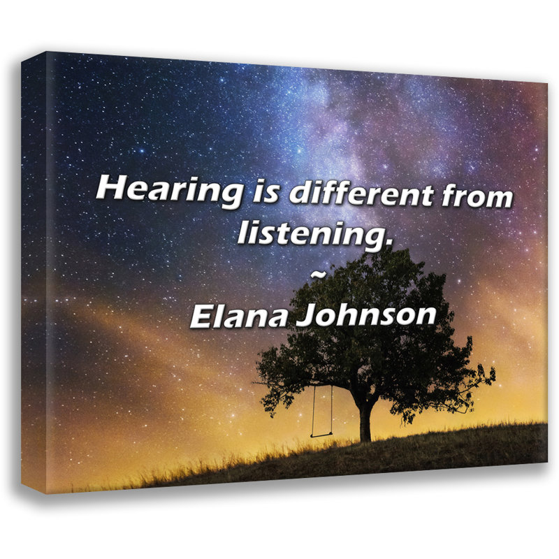 Elana Johnson Quote: Hearing is different from listening., 20" H x 24" W