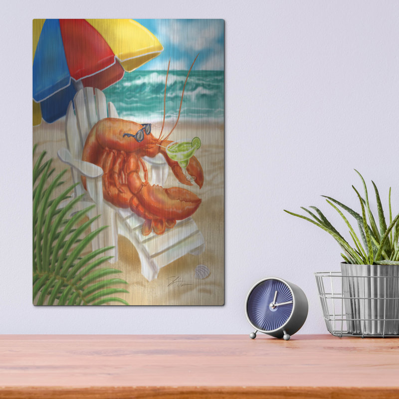 Art mural en métal Trinx «Beach Friends - Lobster» par Shari Warren, H 16 po x l 12 po