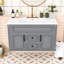 Meuble-lavabo flottant mural avec lavabo en céramique, portes et tiroirs à fermeture en douceur-130182896