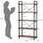 5-Tier Rustic Brown Industrial Metal Bookshelf Unit With X-Brackets For Enhanced Stability And Versatile Storage