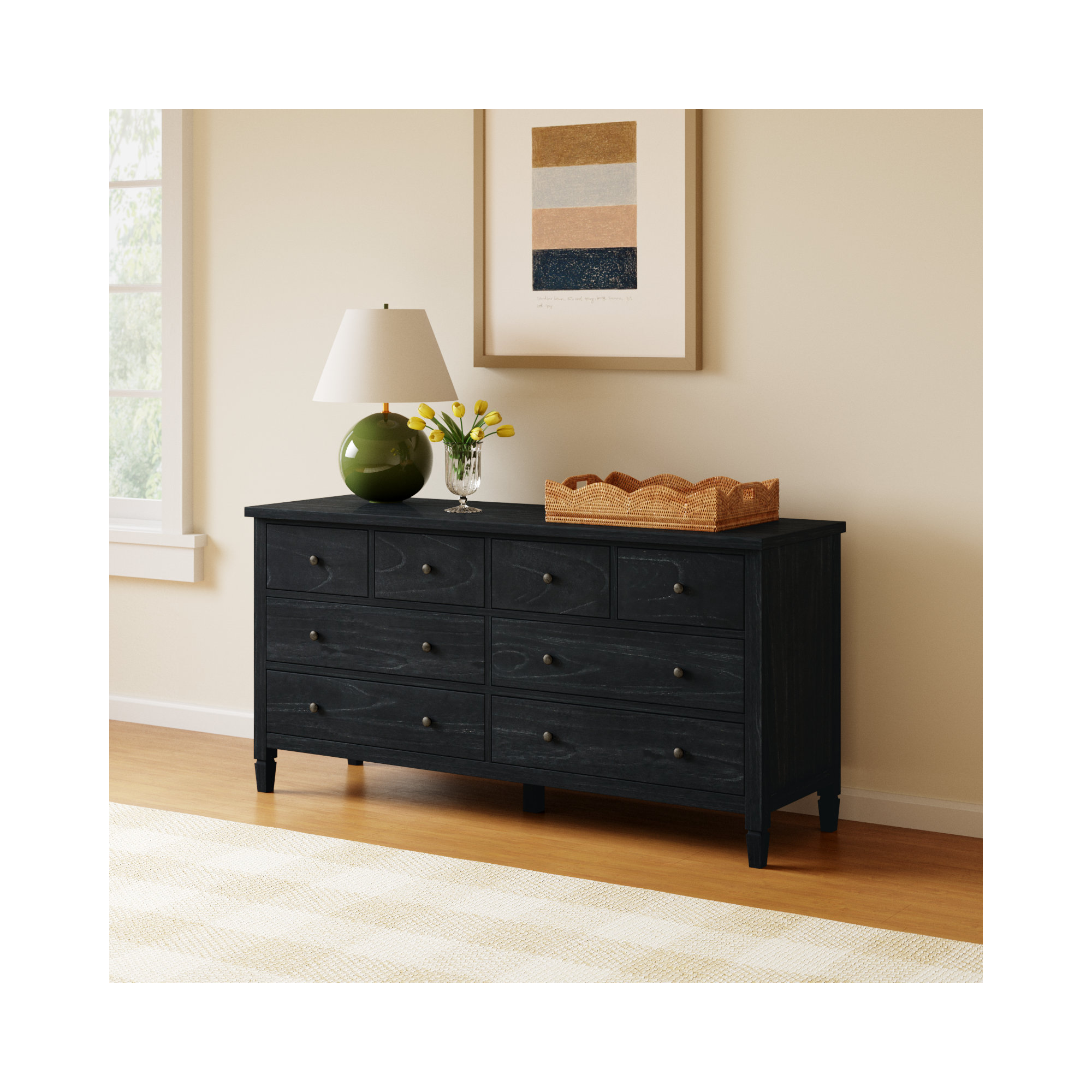 Charleston 8 - Drawer Dresser, Washed Black