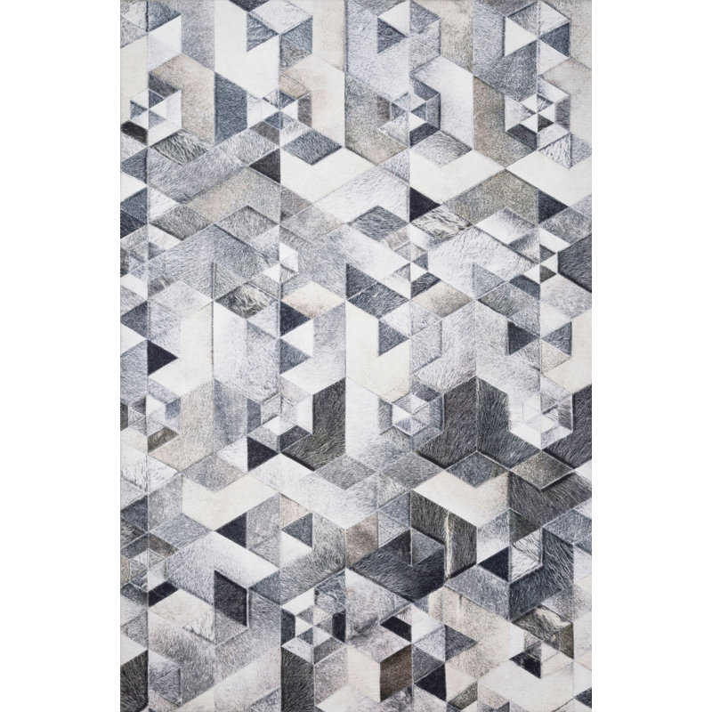 Tapis gris à motif géométrique Rogers, Rectangle 3 pi 6 po x 5 pi 6 po