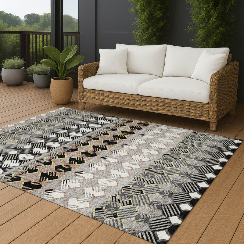 Tapis intérieur / extérieur lavable à la machine Chantille ACN2773, Noir, 10 pi x 14 pi