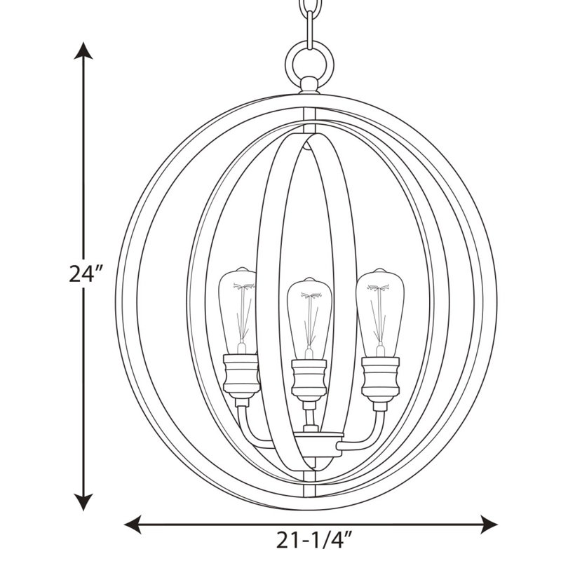 Luminaire suspendu sphère 3 lumières Mccurley, Graphite
