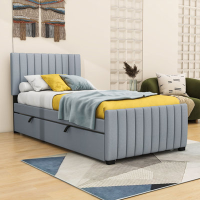 Elegant Velvet Upholstered Bed with Twin Trundle
