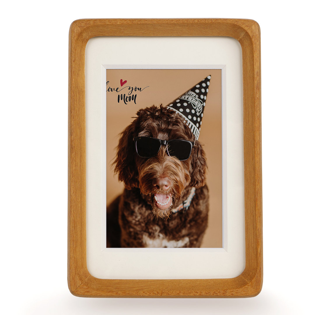 Wood Picture Frame with Mat, Desk or Wall Display Mid Century Rounded Edge Picture Frames Red Barrel Studio® 