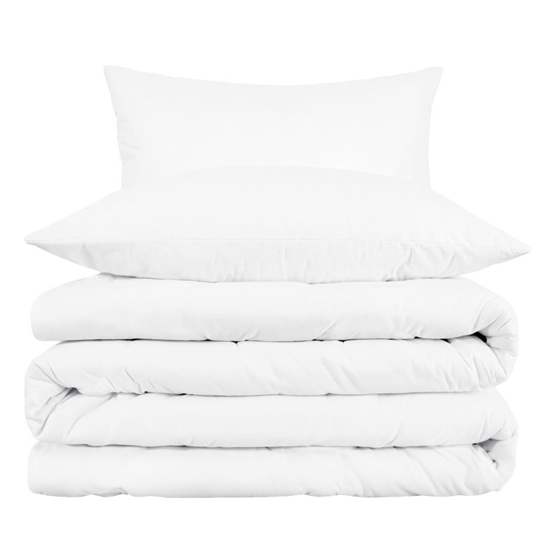 Superior 800 Thread Count Cotton Blend Solid Duvet Cover Set, Full / Queen Duvet Cover + 2 Standard Shams, White