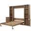 Grand lit escamotable avec tablettes et armoires de rangement, lit mural en bois peu encombrant