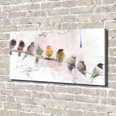Birds On The Branch - No Frame Print on Canvas