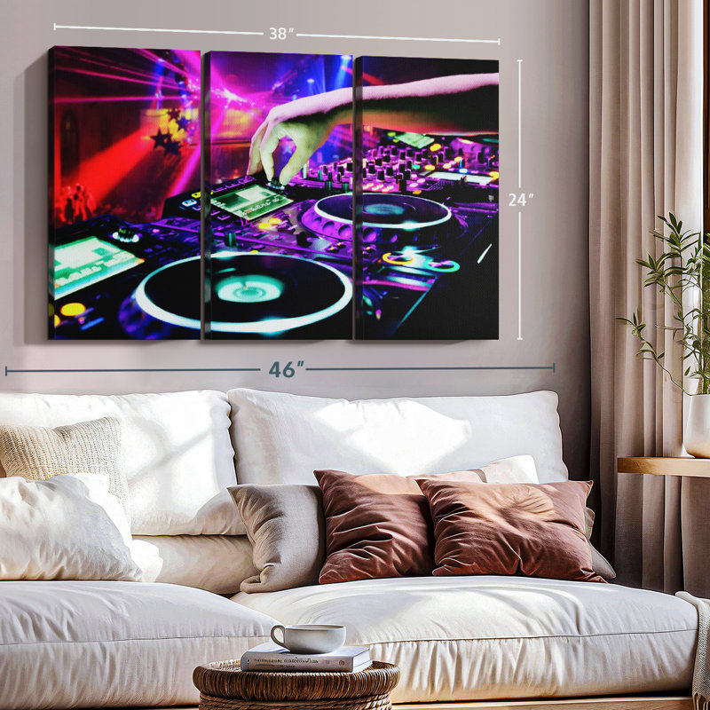 "Équipement de DJ" sur toile, H 14 po x l 23 po x P 1 po