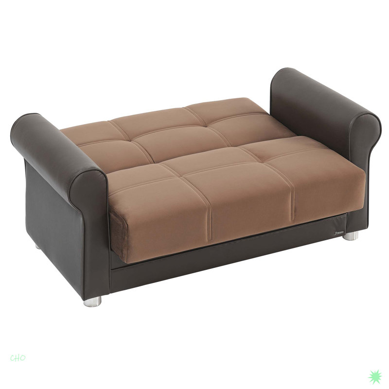 Causeuse convertible avec rangement Collection, PU, Brun