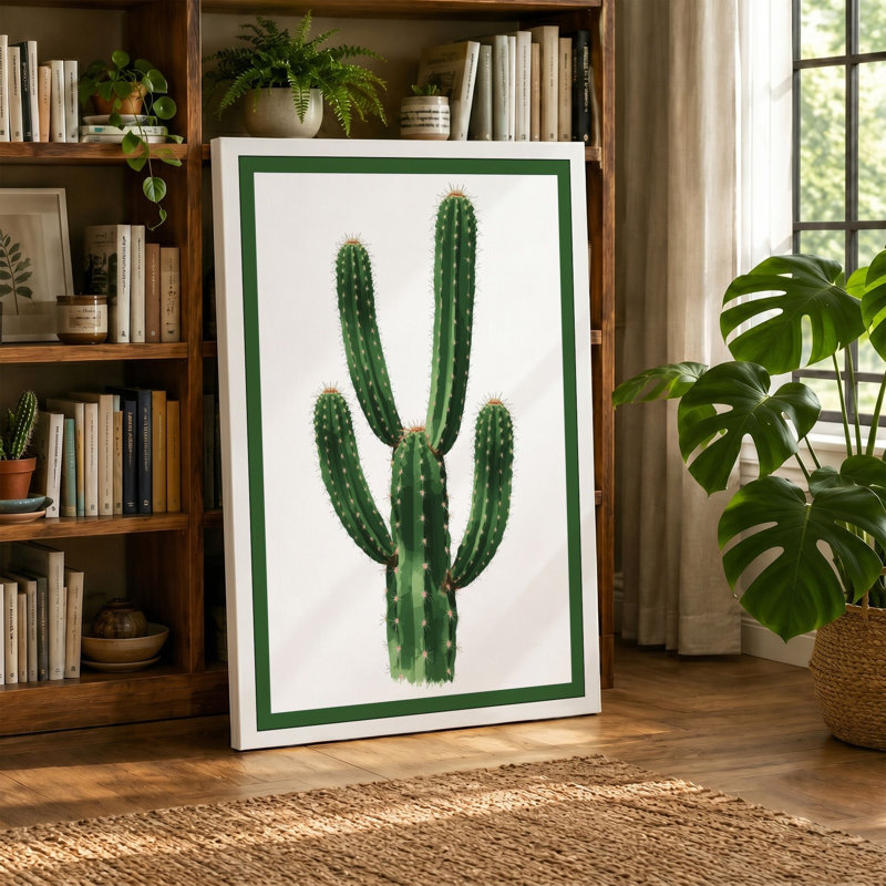 Saguaro Specimen Botanical - Wrapped Canvas, 36x24 - 91.4 x 61.0 cm, Cream Border