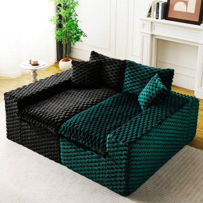 Canapé 4 places en velours Turtle de luxe pour la maison, montage latéral, éponge, capacité 181 kg, décoration color block pour salon, doux et confortable.