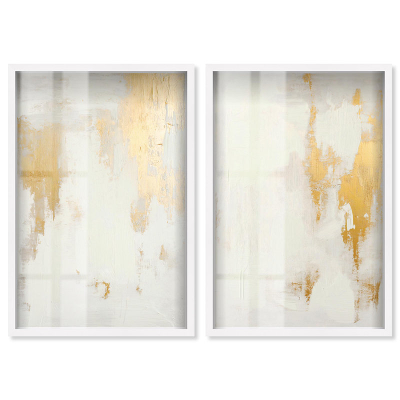 Tranquility pair Gold Art , H 31 po x l 21 po, Blanc