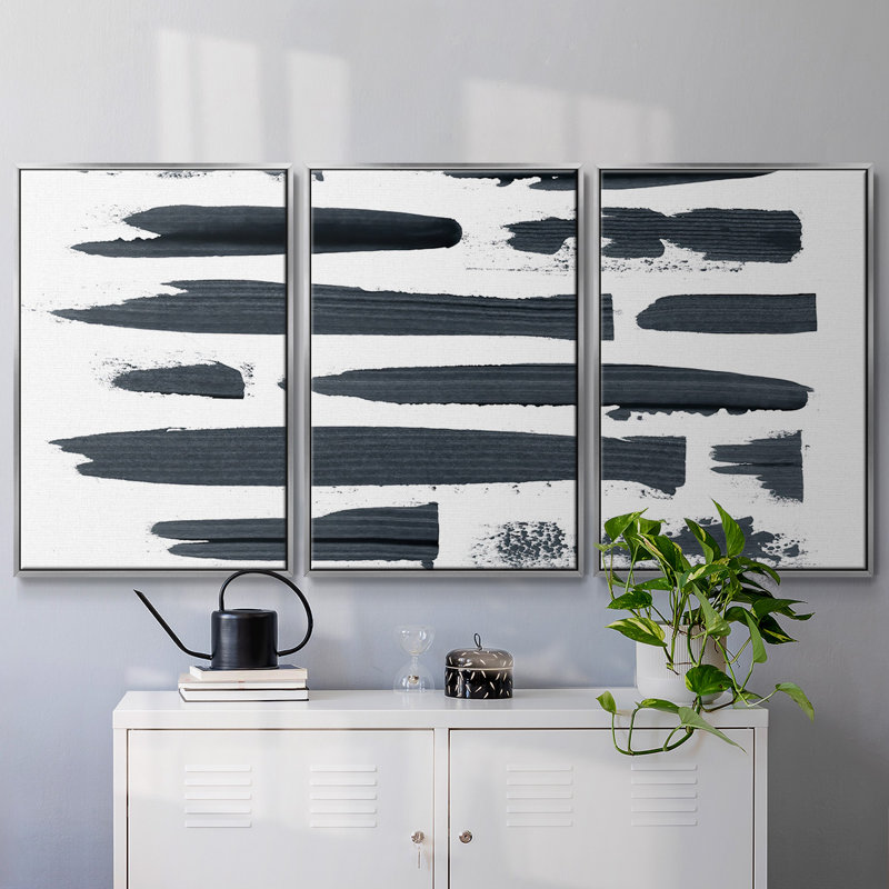 Scrape II - Toile encadrée multi-pièces, H 36 po x l 75 po x P 2 po, Argent
