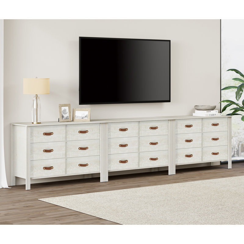 Ashae 114.5'' W 18 - Drawer Dresser, White
