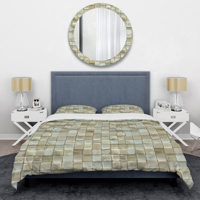 Ensemble de housse de couette moderne beige et ivoire Modern Mosaic I