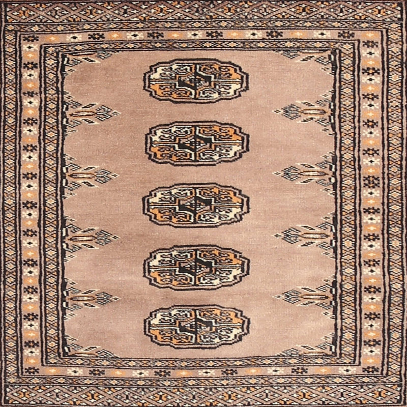 Tapis oriental brun / noir / beige, Rond 6 pi