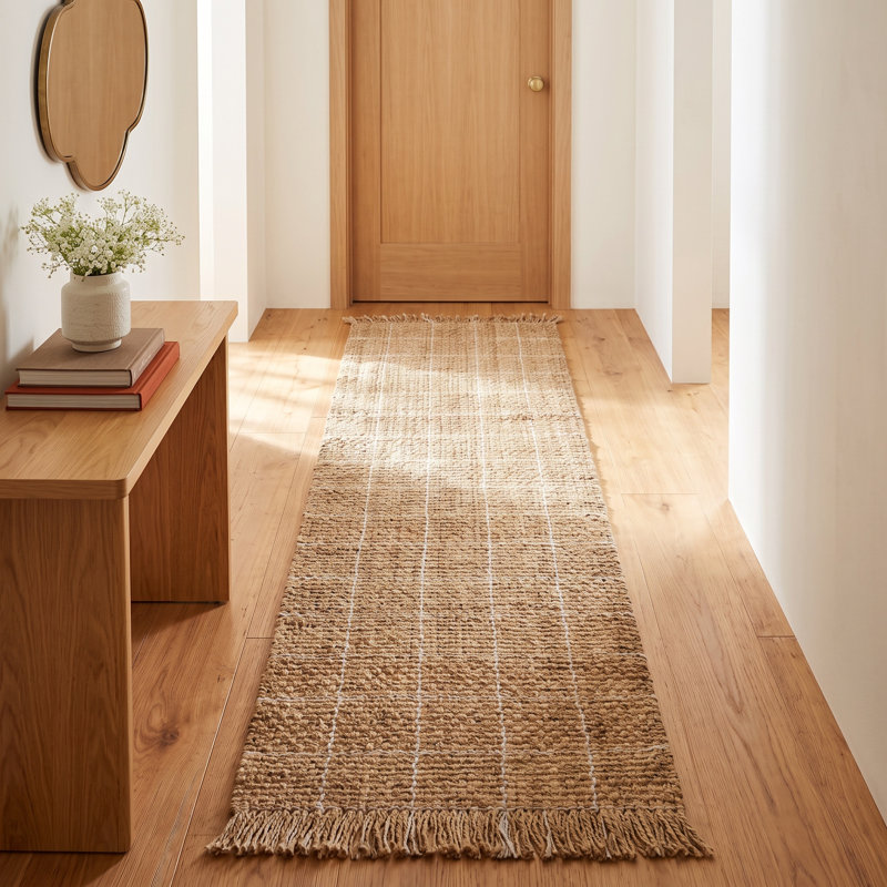 Cesena Geometric Hand Woven Jute Area Rug, Runner 2'3" x 8'