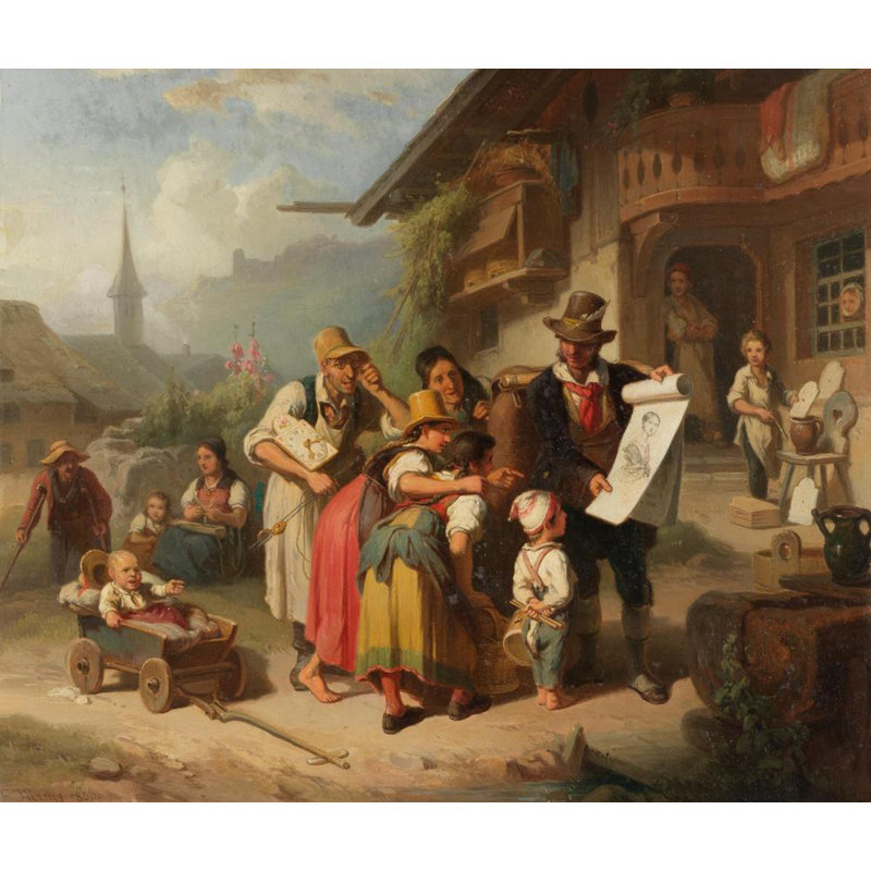 «Village Scene from the Black Forest» par Johann Baptist Kirner - Art mural sur toile tendue avec châssis, H 40 po x l 28 po