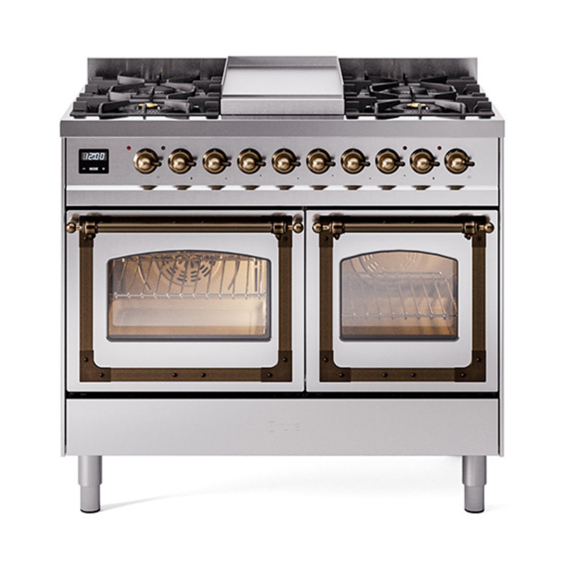 ILVE Nostalgie II Noblesse 40 in Dual Fuel Range, Liquid Propane, Stainless Steel/Bronze