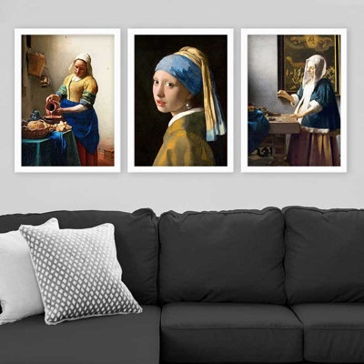 Elegant Decorative Framed Painting Set (3 Pieces), 13.8 x 17.7 inches Each | 100% Wooden with 100% Polystyrene Frame (Thickness: 0.8 inches) | UV Digital Printing, Perfect for Living Room & Home Décor
