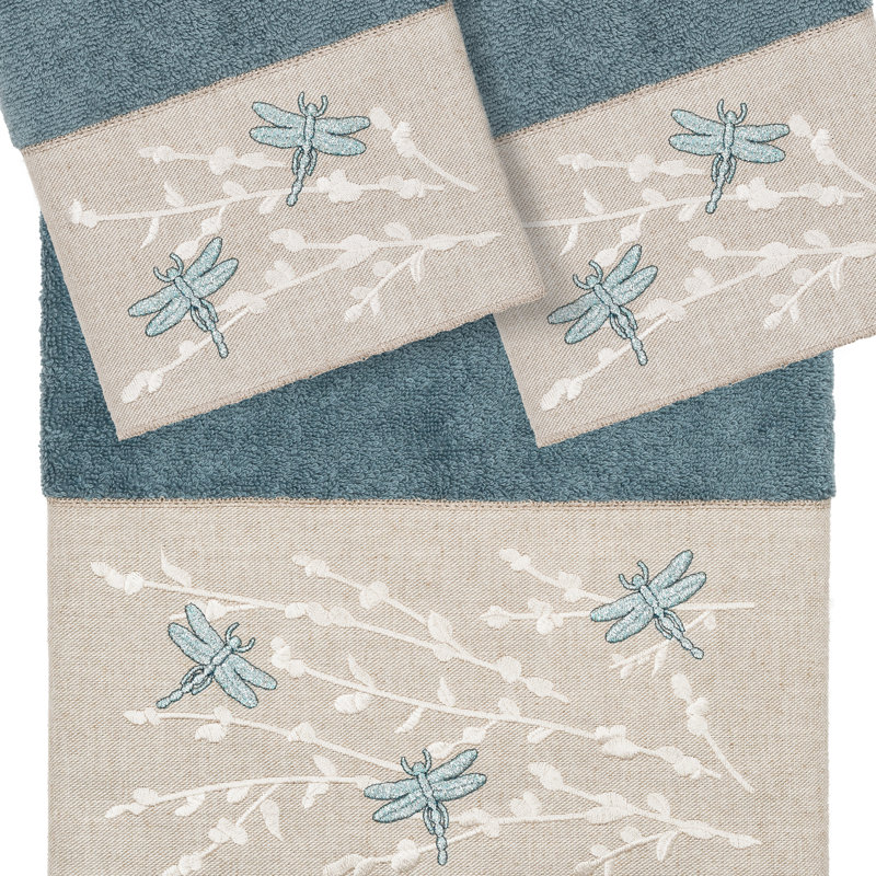 Braelyn 1BT2HT Towel Set 3 Piece Turkish Cotton Towel Set, Teal