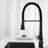 Kitchen Faucet With Pull Down In Matte Black, Stainless Steel Constructed, Coating, 360 Rotating Nozzle For User- Water Access , Black Texture, Corrosion Simple Usage
