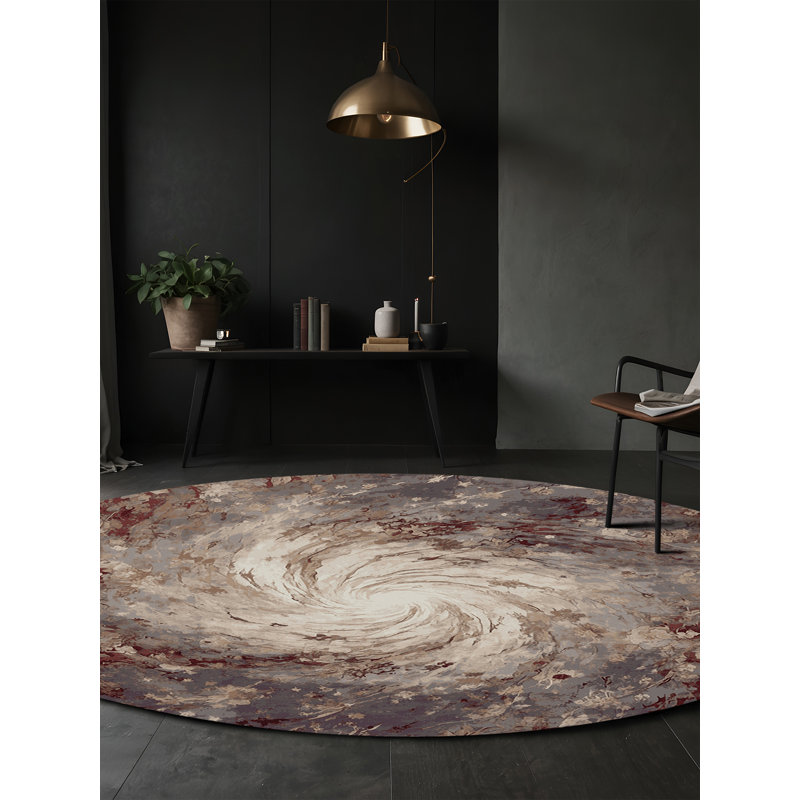 Machine Washable Gray Area Rug, Round 6'