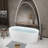 67" Linear Acrylic Bathtub, Oval Shape, Glossy White, Acrylic, Pop - Up Drain, For Bathroom Freestanding White Finish, Material, Overflow, Ce And
