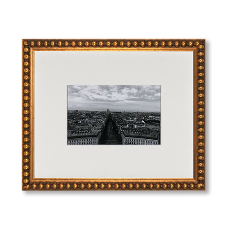Letona Wood Beaded Picture Frame - Set of 7 with Mat, Gold