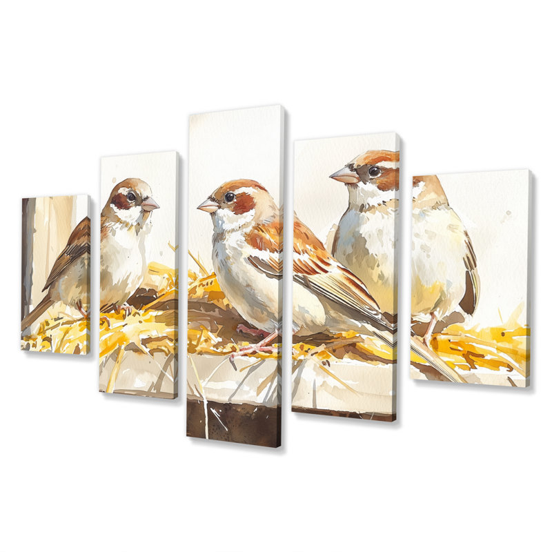 Oiseau Sparrows dans la basse-cour II - Art mural sur toile - Art mural moderne sur toile