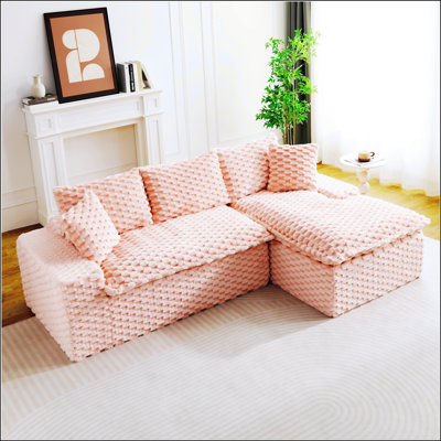 Canapé polyvalent en velours rose et tortue rose