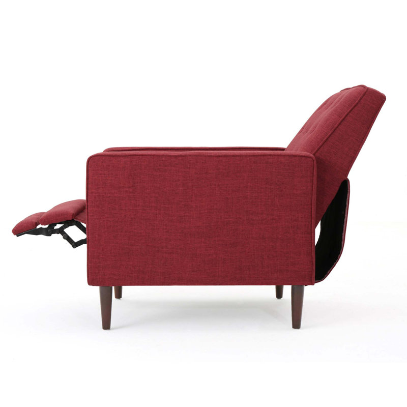 Upholstered Swivel Recliner, Red Polyester Blend