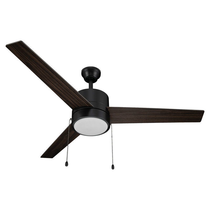 Ventilateur de plafond standard à 52 pales 52 po avec ensemble d'éclairage DEL Hoekstra, Noir