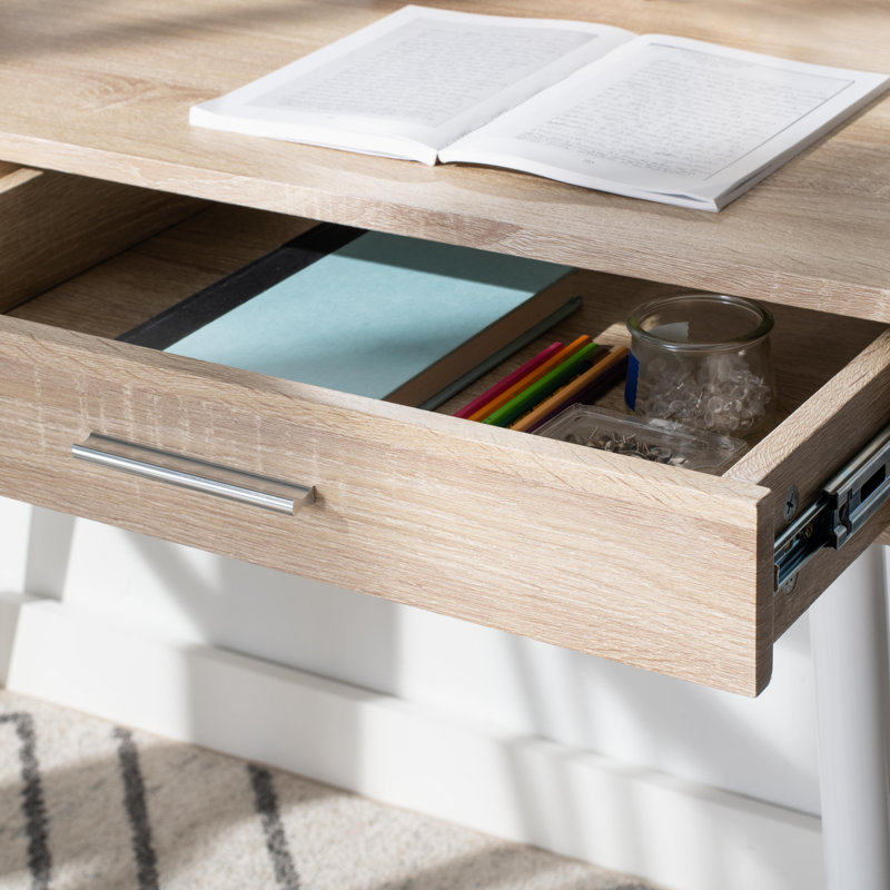 Saxatil Metal Base Writing Desk, Natural/White