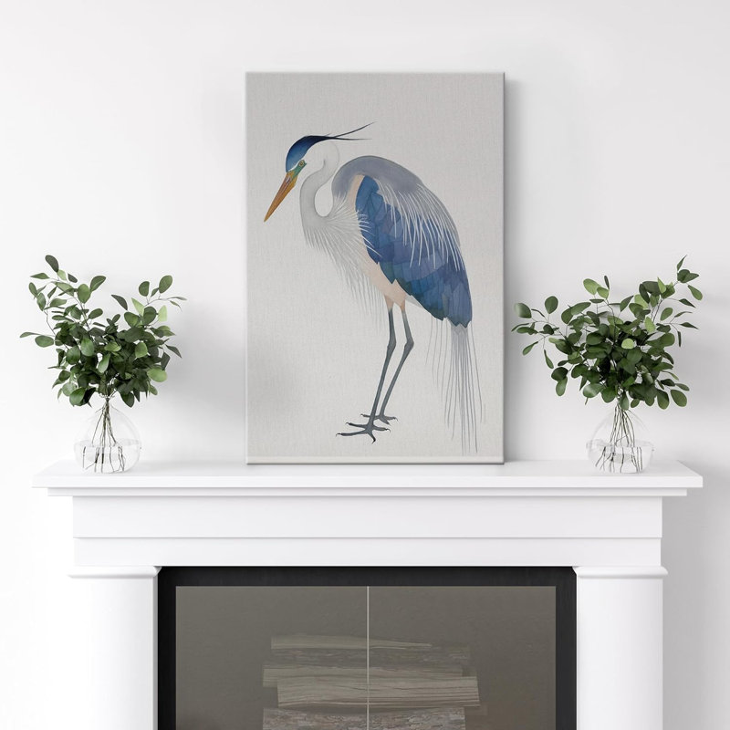 «Blue Heron Bird Portrait», reproduction d'art sur toile, aquarelle, Toile tendue, H 48 po x l 32 po x P 1,5 po