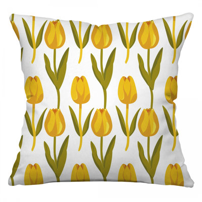Tulips Throw Pillow, Botanical Cotton Twill Pillows
