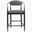 Ensemble de 2 chaises de comptoir rembourrées en tissu gris foncé-163994640
