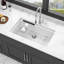 Évier de cuisine 32 po x 19 po en composite de quartz - poste de travail encastré, cuve blanche 32 x 19 po, silencieux-121565581