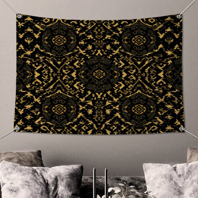 Tapisserie murale noire Ikat - décoration murale Ikat