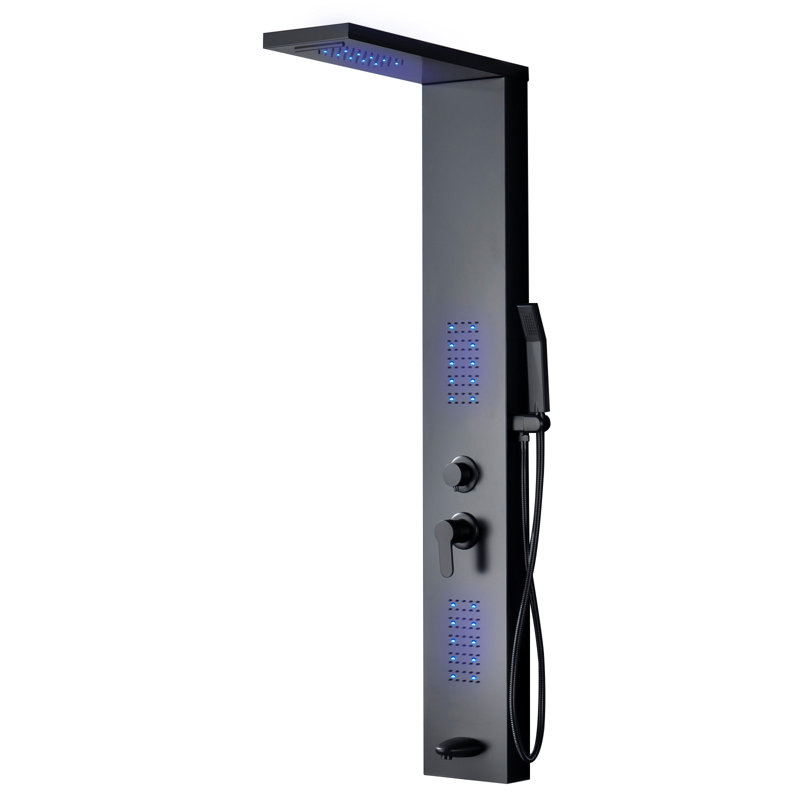 5-way Diverter Shower Tower Panel System with Fixed Shower Head, Matte Black
