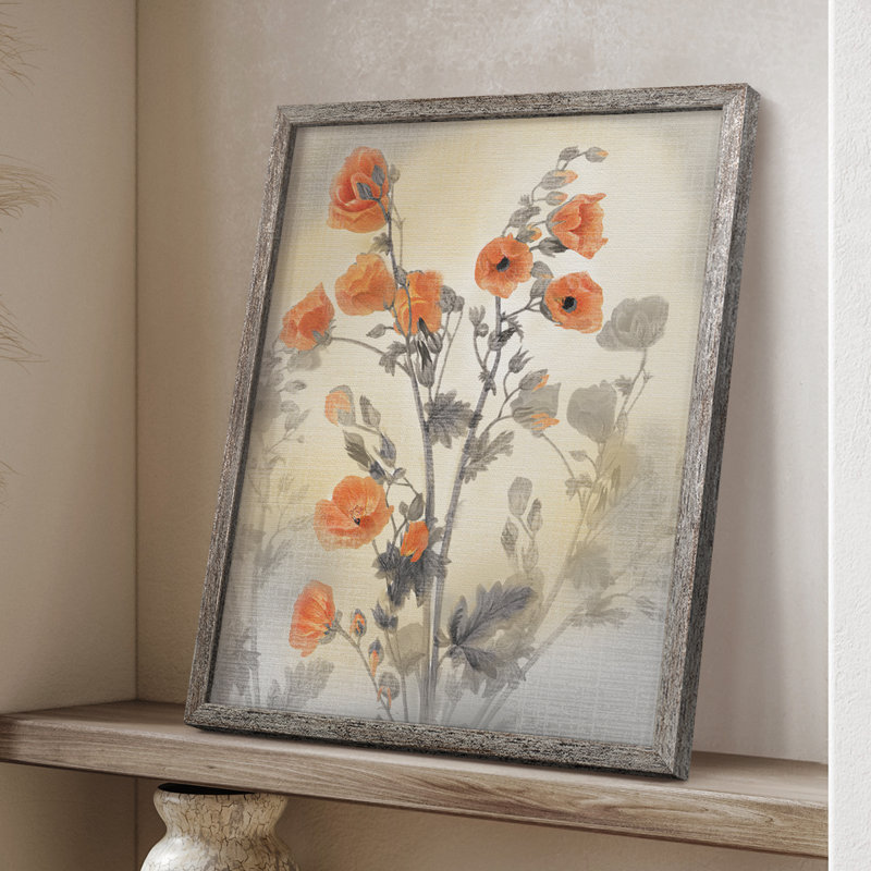 Red Poppy Framed Print - Solid Wood, 11" H x 9" W